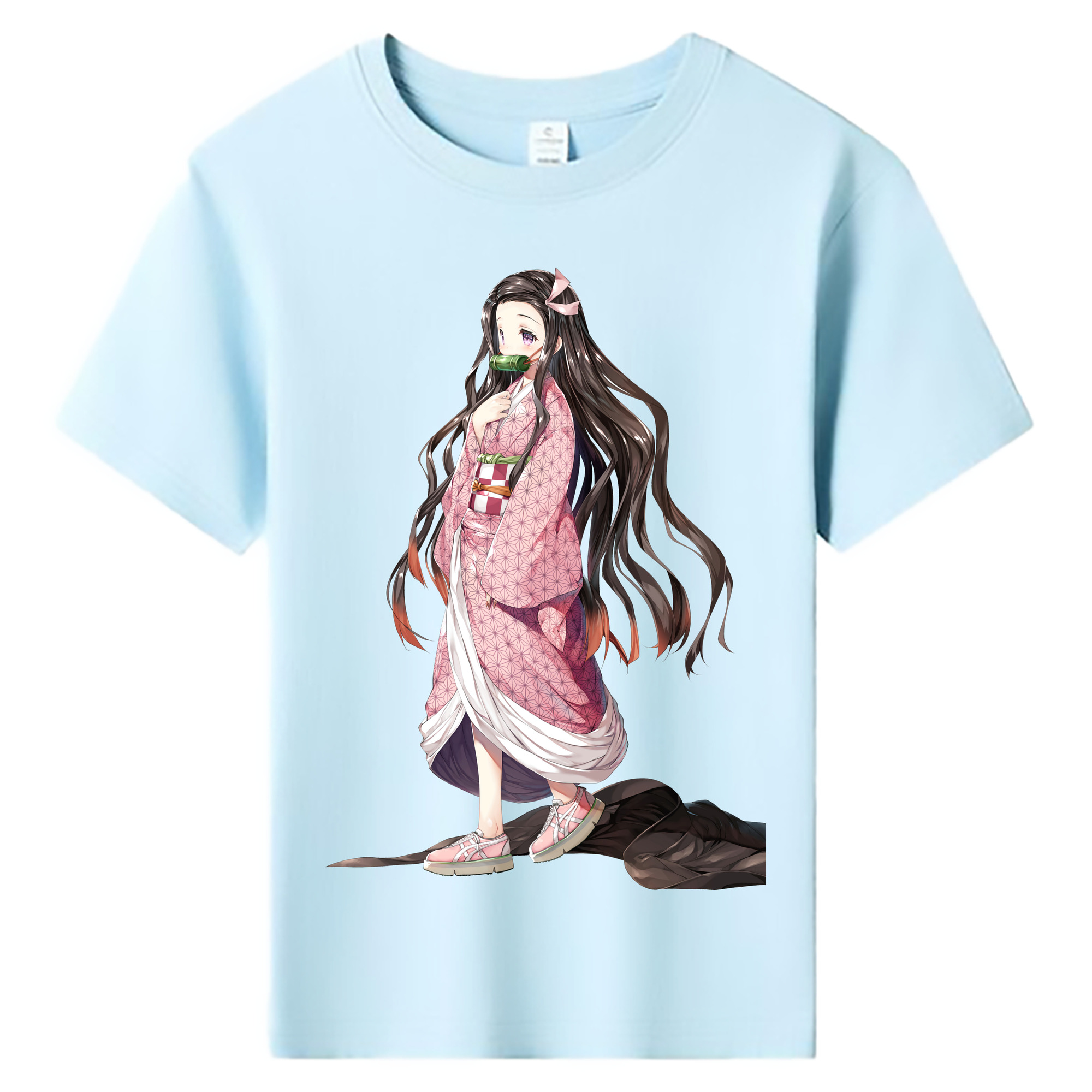 （画像用） 鬼滅の刃（きめつのやいば）竈門 禰󠄀豆子／かまど ねずこ Kamado Nezuko 綿100％キッズTシャツ（フロントプリント）
